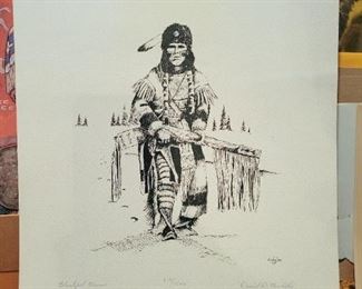 Signed and numbered art print, "Blackfoot Warrior", by Daniel D. Nicholas