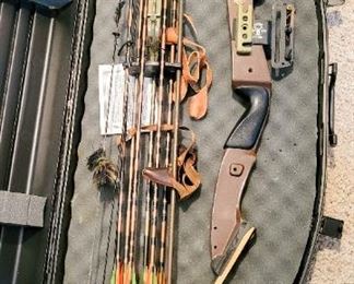 Bear compound bow with arrows