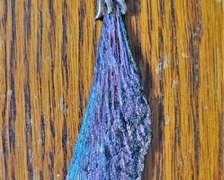 Sterling silver peacock pendant with rainbow kyanite