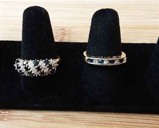 HAG01 Vtg. Diamond And Sapphire 10k Gold Rings