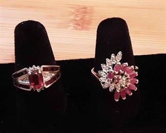 HAG03 Vtg. Ruby Diamond 10k Rings