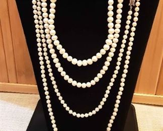 WES03 pearl necklaces and earrings