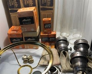 Assortment of vintage Aladdin lamp replacement parts - New old stock