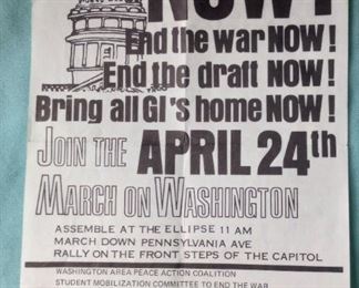 Vietnam war 'March on Washington' protest paper/application