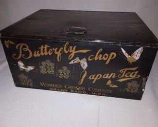 Butterfly Chop Japan Tea Tin Box - Worden Grocer Company Grand Rapids Michigan