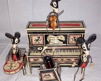 Rare! 1930's Marx Merrymakers mouse band - wind up