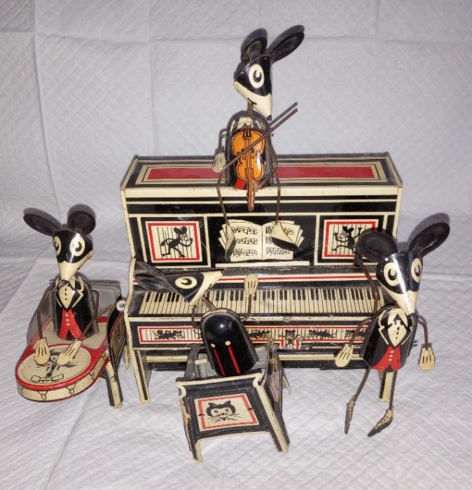 Rare! 1930's Marx Merrymakers mouse band - wind up