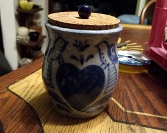 Homestead pottery covered jar
