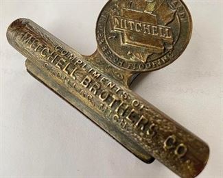 Early 1900's paper clip. Mitchell Brothers, Cadillac Michigan