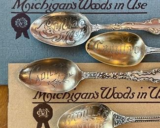 Antique sterling Cadillac Michigan spoons