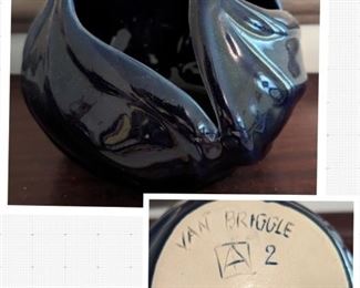 Pottery Vase: Van Briggle Colorado Springs Tulip Vase Dark Blue