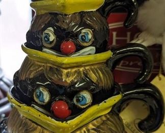 Vintage Thames Black Clown Redware 4 Pc. Measuring Cups