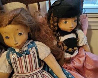 Bisque Swiss Dolls , jointed