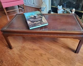 Leather top coffee table