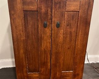Wood wine cabinet (comes with pad to protect top when opened completely)