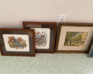 Nice selection of artwork, including a pair of Vortigern bird prints.
