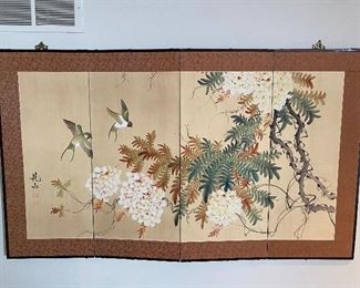 Vintage four-panel screen, Chinese.