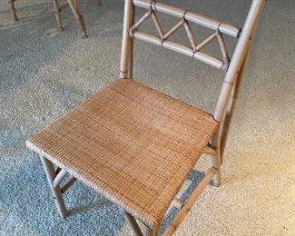 Closer look at one of the four chairs to be sold with the rattan table.