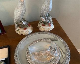 Pair of vintage Nymphenburg lovebirds, made in Germany.