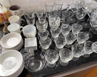 Large selection of quality glassware and dinnerware.