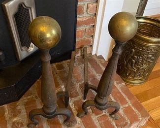 50’s Brass Ball -Topped Andirons