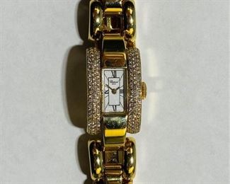 $4800 All Real Authentic Chopard La Strada 497091 433 1 417396 18K Yellow Gold Works As Designed Running Watch For inquiries about the listing or if you are selling your gold or silver, please text or call 7032689529 or visit the Tysons Jewelry Store at 8373 Leesburg Pike #12, Vienna Virginia 22182