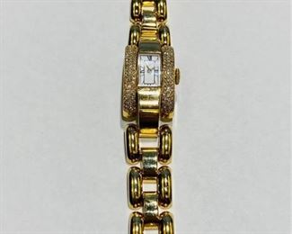 $4800 All Real Authentic Chopard La Strada 497091 433 1 417396 18K Yellow Gold Works As Designed Running Watch For inquiries about the listing or if you are selling your gold or silver, please text or call 7032689529 or visit the Tysons Jewelry Store at 8373 Leesburg Pike #12, Vienna Virginia 22182