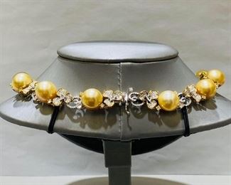 $9500 All Real Authentic Two Tone 18K Yellow White Gold 100 Grams 5 Carat SIG Color CI Quality Diamonds 13 Piece 13mm Genuine South Sea Golden Pearls Necklace For inquiries about the listing or if you are selling your gold or silver, please text or call 7032689529 or visit the Tysons Jewelry Store at 8373 Leesburg Pike #12, Vienna Virginia 22182