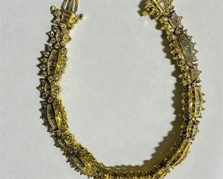 $4400 All Real Authentic 18K Yellow Gold VS2 Quality GH Color 7 Carat Baguette Round Diamonds Bracelet For inquiries about the listing or if you are selling your gold or silver, please text or call 7032689529 or visit the Tysons Jewelry Store at 8373 Leesburg Pike #12, Vienna Virginia 22182