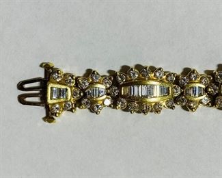 $4400 All Real Authentic 18K Yellow Gold VS2 Quality GH Color 7 Carat Baguette Round Diamonds Bracelet For inquiries about the listing or if you are selling your gold or silver, please text or call 7032689529 or visit the Tysons Jewelry Store at 8373 Leesburg Pike #12, Vienna Virginia 22182