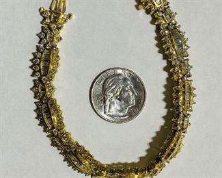 $4400 All Real Authentic 18K Yellow Gold VS2 Quality GH Color 7 Carat Baguette Round Diamonds Bracelet For inquiries about the listing or if you are selling your gold or silver, please text or call 7032689529 or visit the Tysons Jewelry Store at 8373 Leesburg Pike #12, Vienna Virginia 22182