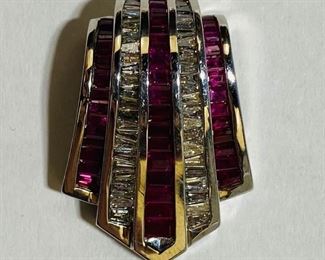 $2640 All Real Authentic 18K White Gold 1 Carat Diamond Ruby Pendants 14K White Gold Necklace Chain These are available as a set for the listing price or individually. The chain is $840. Each pendant is $900. The square pendant is 12 Grams. The rectangle pendant is 9.5 Grams. For inquiries about the listing or if you are selling your gold or silver, please text or call 7032689529 or visit the Tysons Jewelry Store at 8373 Leesburg Pike #12, Vienna Virginia 22182