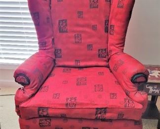 Queen Anne style Wingback Chair - Red