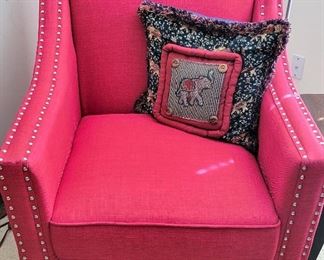 Buttoned Red Accent Chair