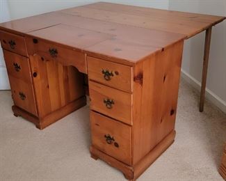 1960's Pine Sewing Chest with Lift up rear Platform - Quarter Angle