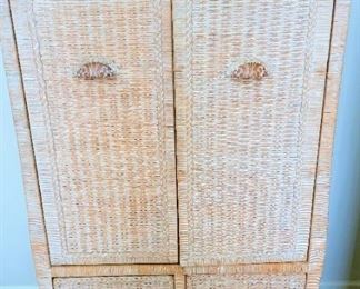 Heavy Wicker Washed Clothing Armoire