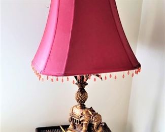 Elephant Lamp w/ Red Shade