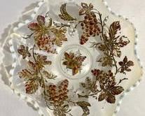 wvintage large glass painted bowl a381 t