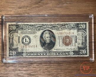 $20 Brown Seal HAWAII Note
