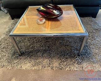 MILO BAUGHMAN for Design Institute Stainless Tubular Cane Coffee Table