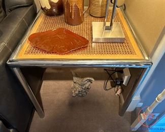 MILO BAUGHMAN for Design Institute Stainless Tubular Cane Table