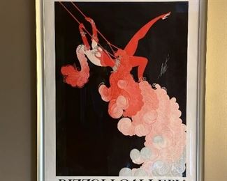 Framed ERTE Exhibit Poster in Plate Signed "At The Theater: Trapeze"