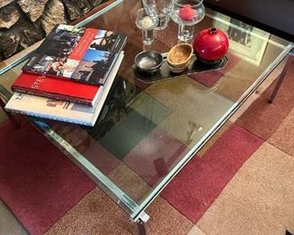 Rectangular Chromed Steel and Glass Cocktail by William KATAVOLOS, Ross LITTELL, and Douglas KELLEY for Laverne Originals