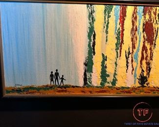 Original Panoramic Oil on Board Signed BAKER