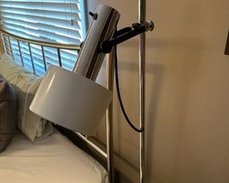 1970s Modern White and Chrome Adjustable Floor Lamp by LIGHTOLIER