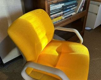 MCM Steelcase Yellow Rolling Office Armchair