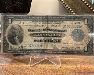 1914 Horse Blanket One Dollar Silver Certificate - Kansas City Reserve