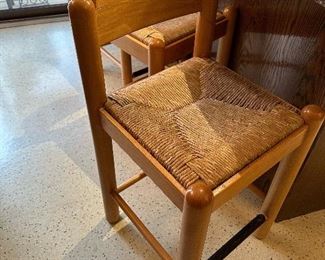 1970’s HANK LÖWENSTEIN-JENSEN Oggo Barstools in Sienna Wood with Rush Seats