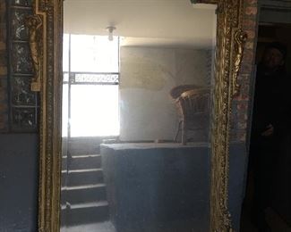 French gold gilded pier mirror. Approximately 73”H