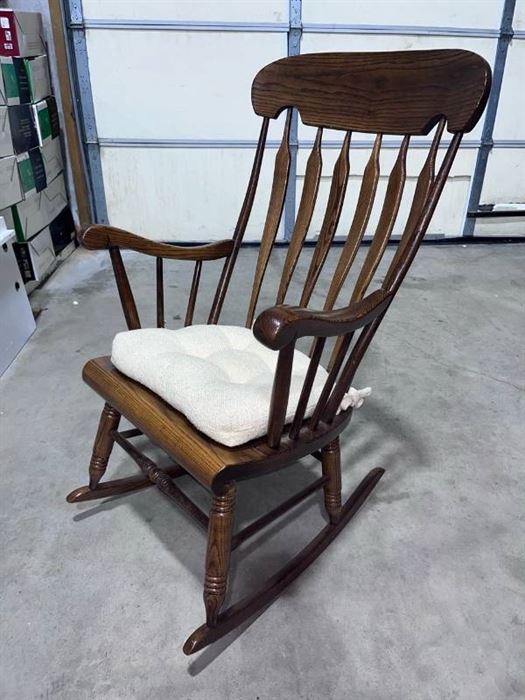 Solid oak wooden rocker